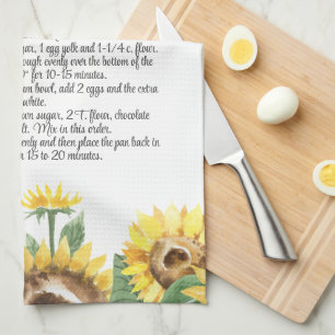 Linge De Cuisine Keepsaké Recette Modèle Aquarelle Sunflower Cadeau