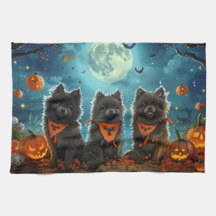 Linge De Cuisine Keeshond Halloween Éffrayant