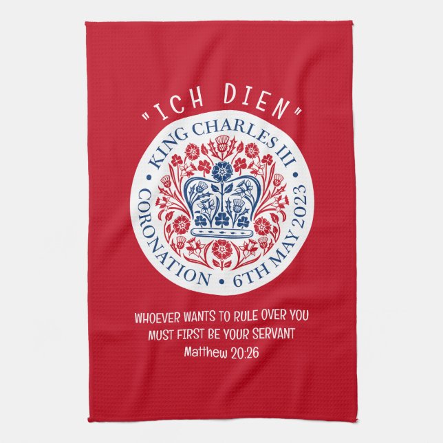 Linge De Cuisine KING CHARLES III Coronation rouge (Vertical)
