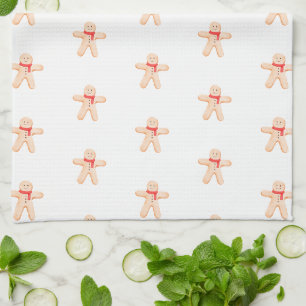 Linge De Cuisine Kitchen Towel - Christmas Gingerbread Man Pattern