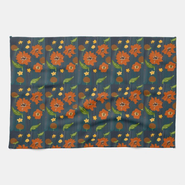 Linge De Cuisine Kitchen towel with floral motif (Horizontal)