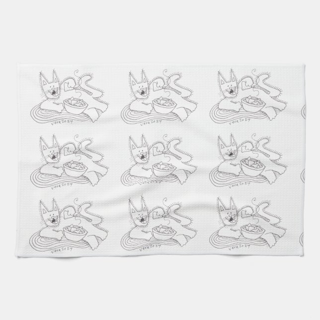 Linge De Cuisine Kitsu Kitsa Cat Ukrainian Perogies (Horizontal)