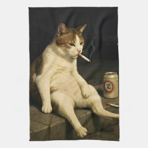 Linge De Cuisine Kitten Cigarette Drôle Chat Fumeur Mème Génération