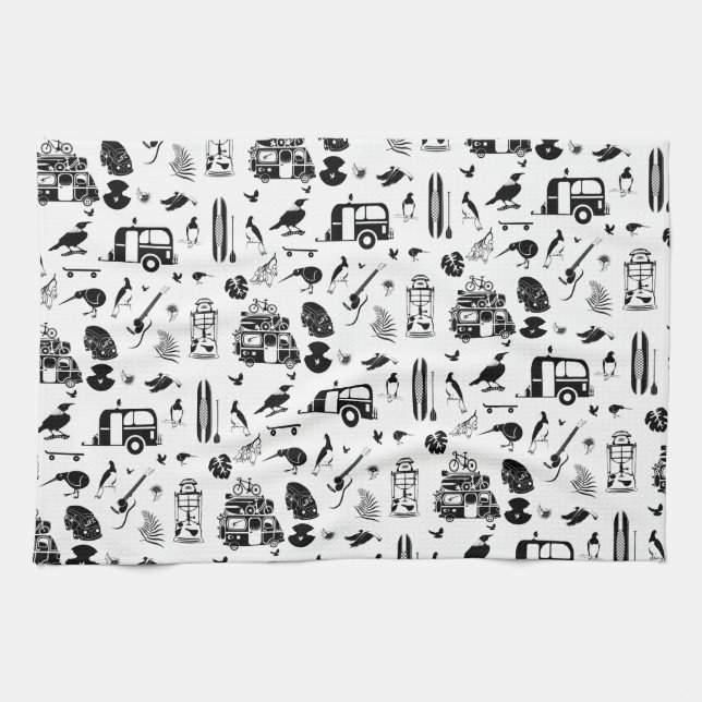 Linge De Cuisine kiwi motif d'été TRANS (Horizontal)