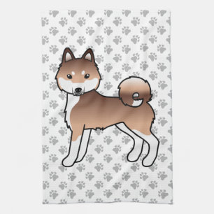 Linge De Cuisine Klee Kai d'Alaska rouge et blanc Chien de dessin a