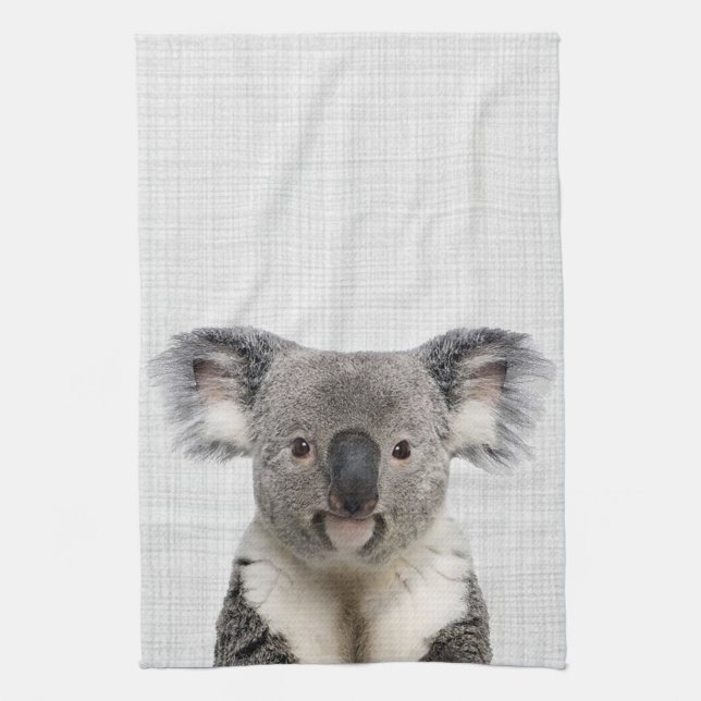 Linge De Cuisine Koala avec Arrière - plan de lin gris (Vertical)
