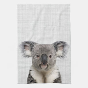 Linge De Cuisine Koala sur fond de lin gris