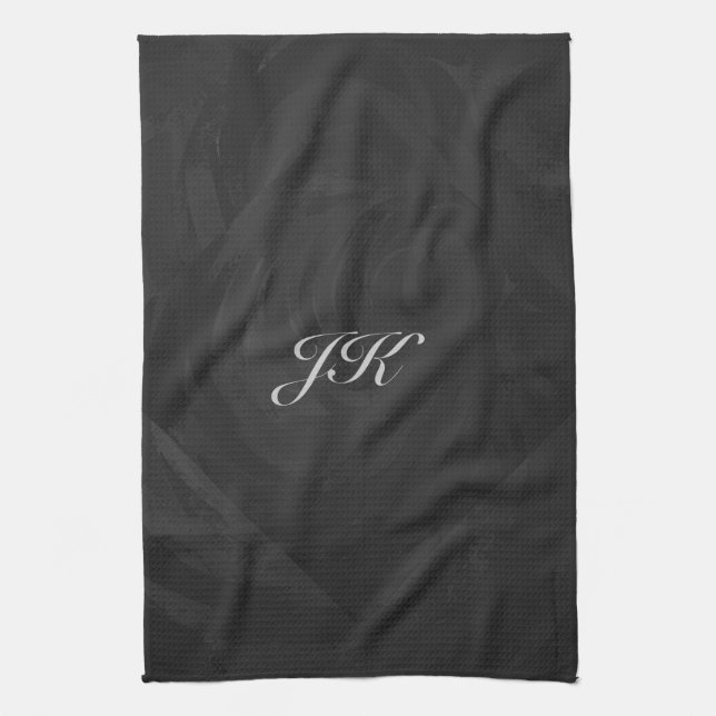 Linge De Cuisine Kohl Black Monogramme personnalisé (Vertical)