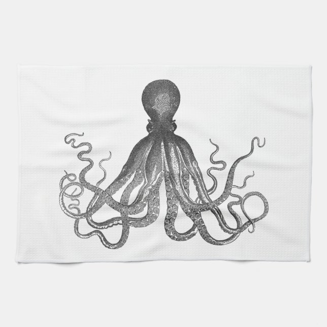 Linge De Cuisine Kraken - poulpe géant noir/Cthulu (Horizontal)