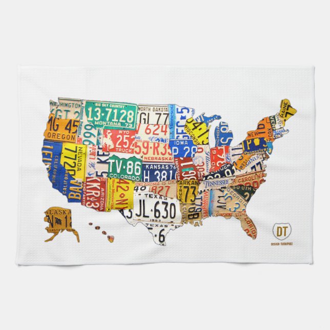 Linge De Cuisine La carte de plaque minéralogique des Etats-Unis a (Horizontal)