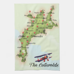 Linge De Cuisine La carte vintage des Cotswolds