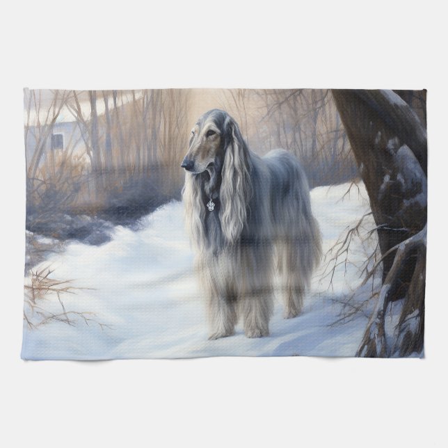 Linge De Cuisine La Hanche Afghane Laisser Neige Noël (Horizontal)