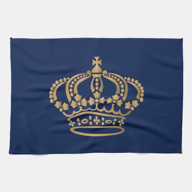Linge De Cuisine La luxueuse Gold Crown Navy (Horizontal)