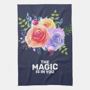 Linge De Cuisine La magie est en vous Citer Aquarelle Floral Design