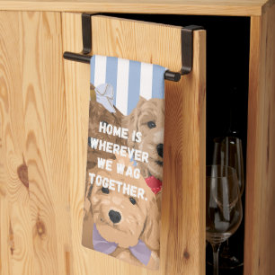 Linge De Cuisine 'La maison est où nous remuons ensemble' Bleu et b
