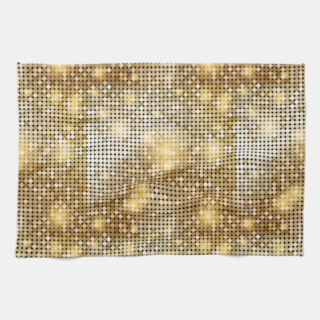 Linge De Cuisine La paillette d'or de scintillement lumineuse (Horizontal)