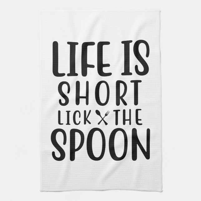 Linge De Cuisine La vie est courte Lick Lick the Spoon (Vertical)