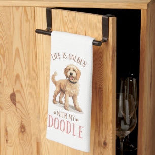 Linge De Cuisine La vie est dorée avec un Doodle