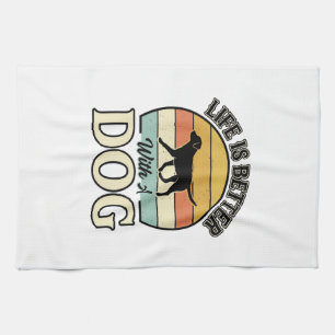 Linge De Cuisine La vie est meilleure avec un chien vintage shirt d