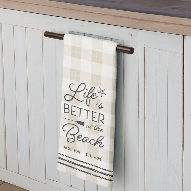 Linge De Cuisine La vie personnalisée est meilleure à la plage Plai (Créateur téléchargé)