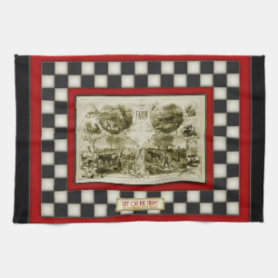 Linge De Cuisine La vie sur le damier de pays de ferme