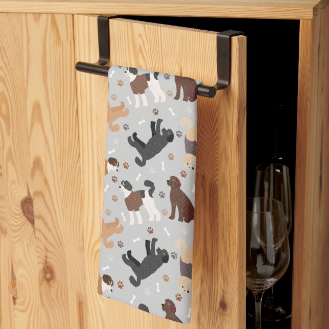Linge De Cuisine Labradoodle / Os et pattes Goldendoodle (Pliage en tiers)