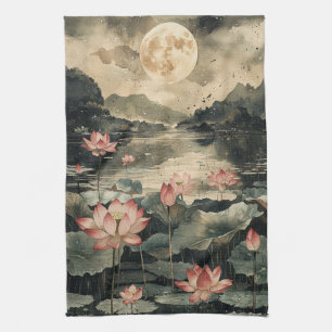 Linge De Cuisine Lac Lotus au Clair de Lune (1)