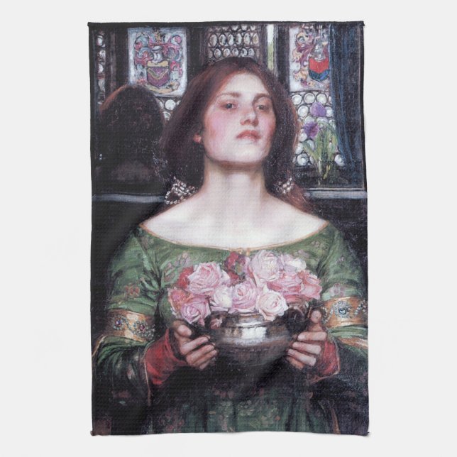 Linge De Cuisine Lady and Roses, John William Waterhouse (Vertical)