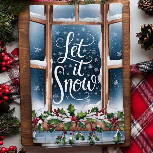 Linge De Cuisine Laissez Tomber la Neige Fenêtre Noël de Noël