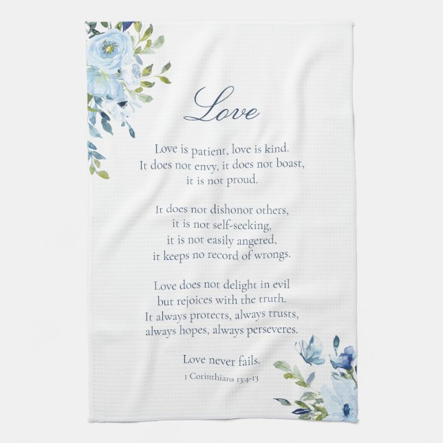 Linge De Cuisine L'amour d'aquarelle est cuisine blanche bleue (Vertical)