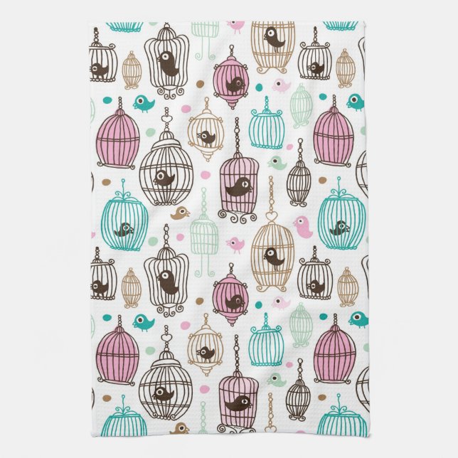 Linge De Cuisine l'amour de cage à oiseaux badine le motif (Vertical)
