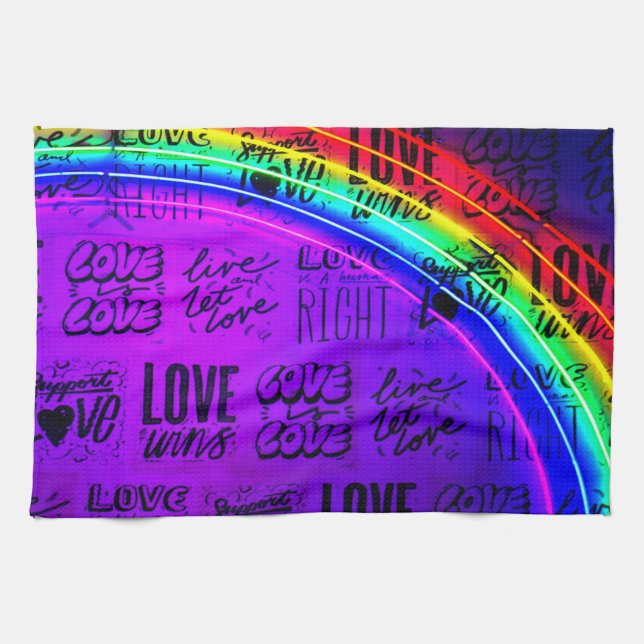Linge De Cuisine L'amour gagne le Gay pride LBGQT Rainbow (Horizontal)