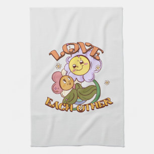 Linge De Cuisine L'Amour L'Un L'Autre Design floral lunaire