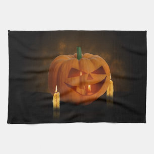 Linge De Cuisine Lanterne Citrouille d'Halloween avec bougies