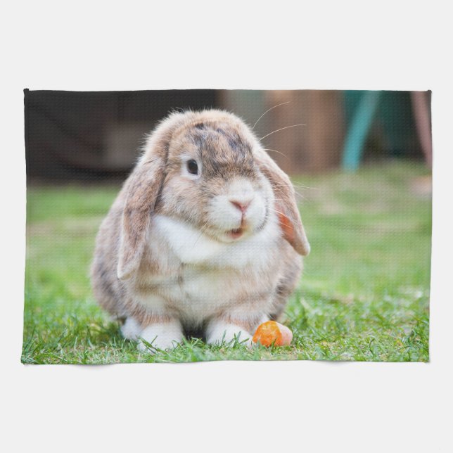 Linge De Cuisine lapin à oreilles de lop mignon (Horizontal)