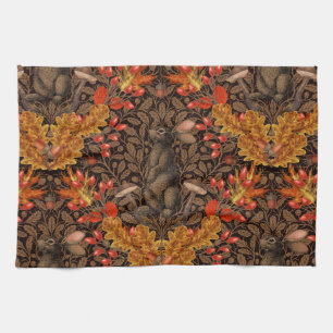 Linge De Cuisine Lapin d'automne sur brun