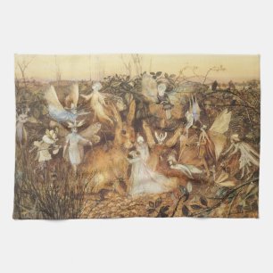 Linge De Cuisine Lapin parmi les fées, Contes de fées vintage