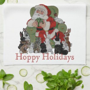 Linge De Cuisine Lapins de Noël Père Noël Hoppy Vacances Bunny Pet