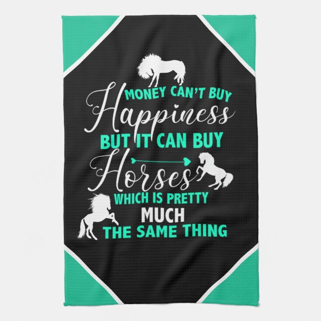 Linge De Cuisine L'argent peut acheter Cheval Mint Green (Vertical)