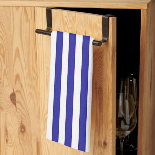 Linge De Cuisine Larges Rayures Bleues et Blanches