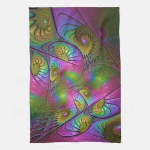 Linge De Cuisine L'art fractal abstrait lumineux et coloré