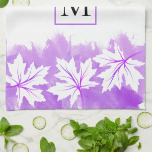 Linge De Cuisine Lavage à l'eau violet de la feuille d'érable blanc