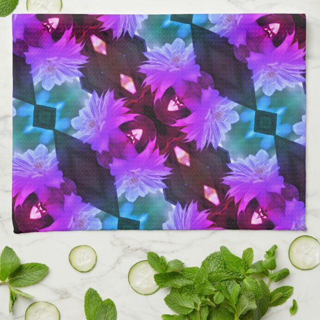 Linge De Cuisine Lavande Clematis Fleur Nichée Dans Trellis (Plié)