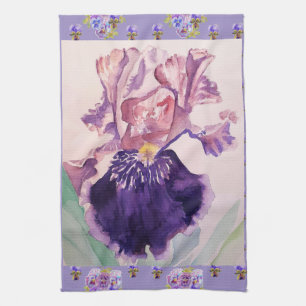 Linge De Cuisine Lavande d'Aquarelle violet Iris Fleur Florale