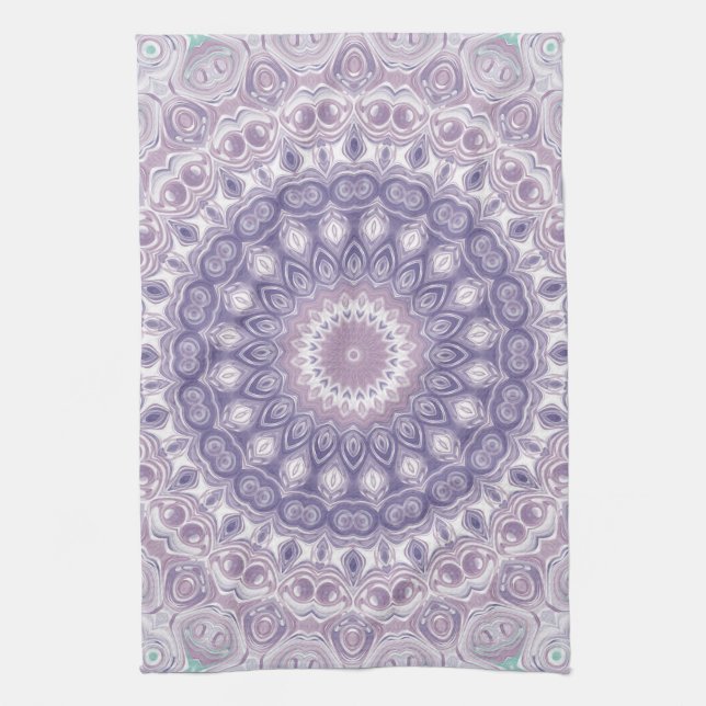 Linge De Cuisine Lavande et Lilac Mandala Motif (Vertical)