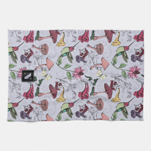 Linge De Cuisine Lavande Monogramme Colibri & Fleurs Jardin