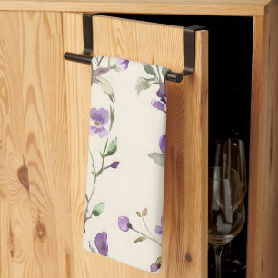 Linge De Cuisine lavande vintage à fleurs violettes