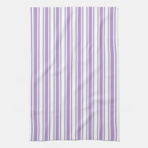 Linge De Cuisine Lavande violet et blanc bonbons rayures