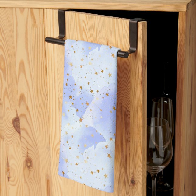 Linge De Cuisine Lavendar Golden Star Motif (Pliage en tiers)