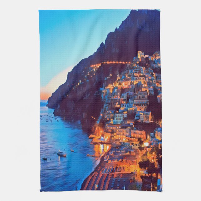 Linge De Cuisine ldp POSITANO Côte Amalfi - coucher de soleil pris  (Vertical)